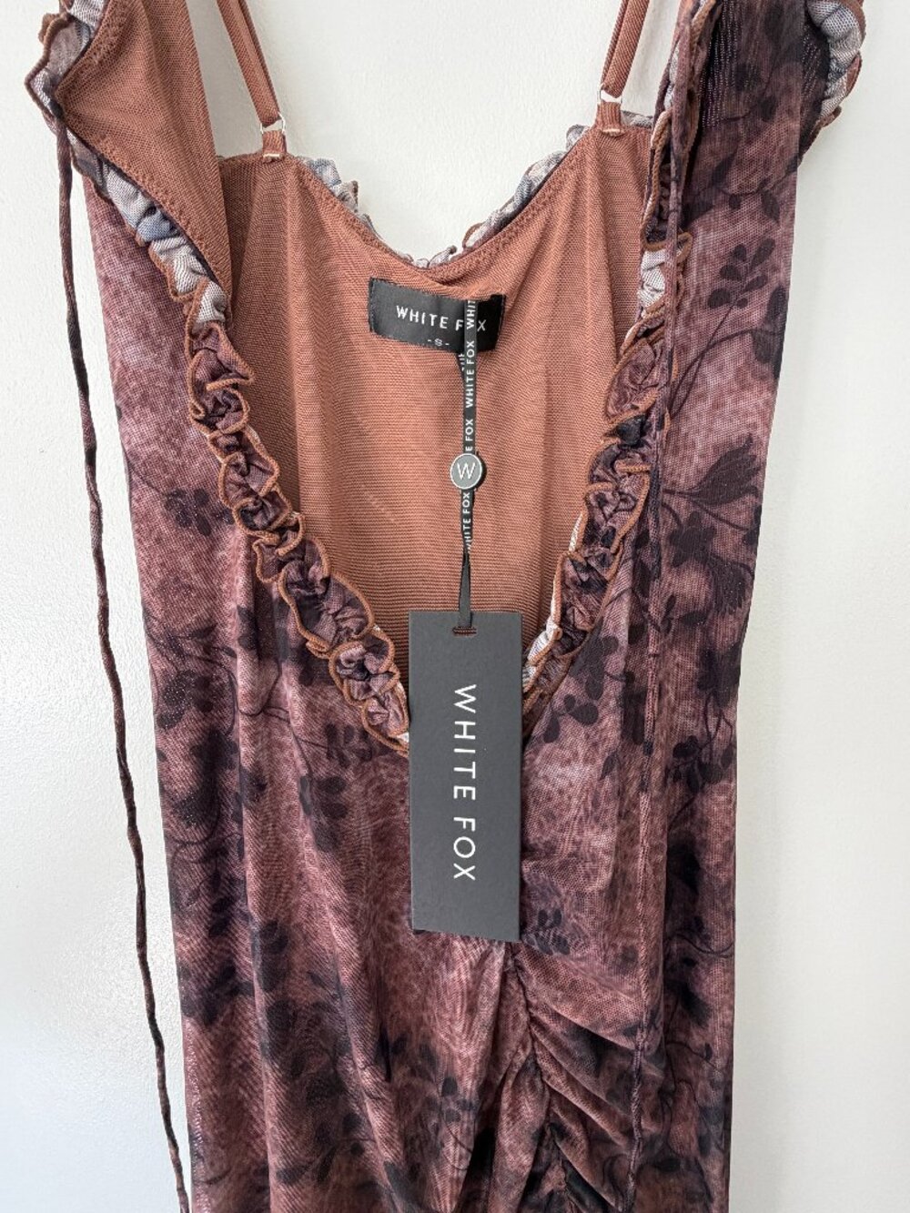 NWT High Voltage Maxi Dress Mahogany Leaffall Size: Small - Picture 3 of 7